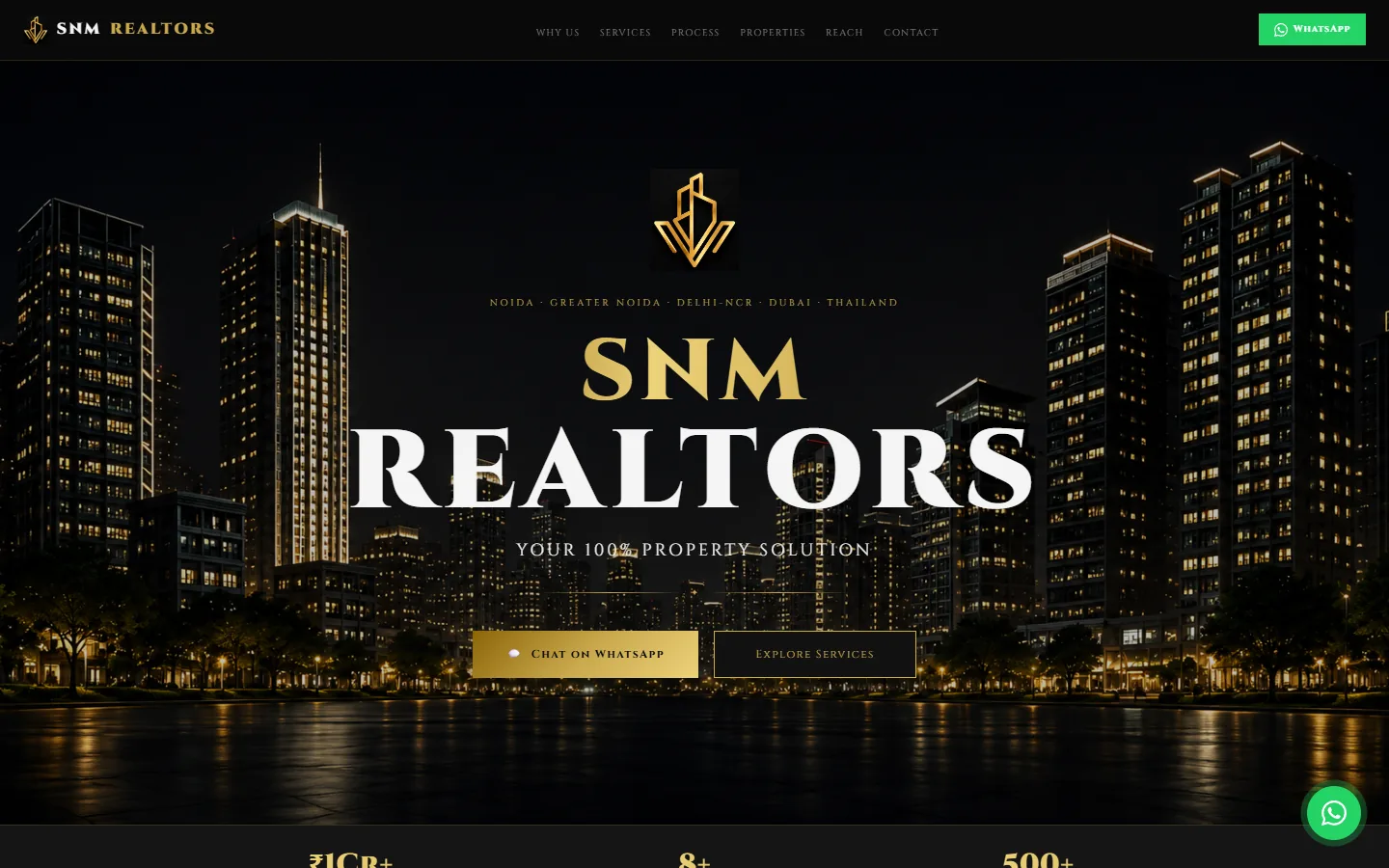 SNM Realtors website homepage, designed and developed by Fenbrix