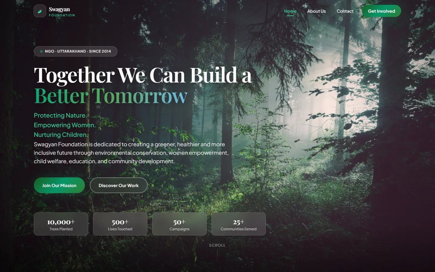 Swagyan Foundation website homepage, designed and developed by Fenbrix